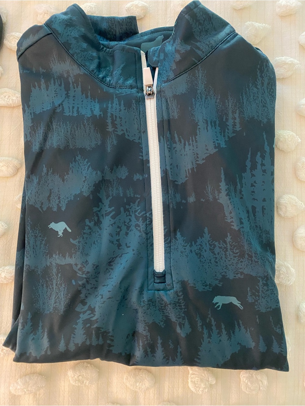 Waggle Men's Teal Forest-Print Half-Zip